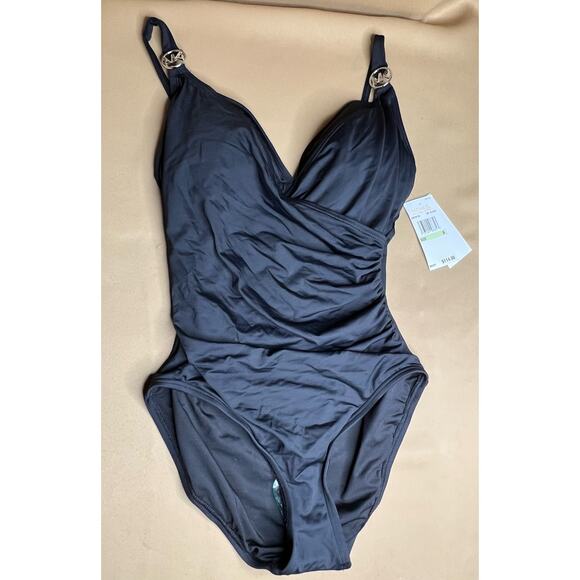 Michael Kors Black Surplice One Piece 8 NWT - Picture 4 of 5